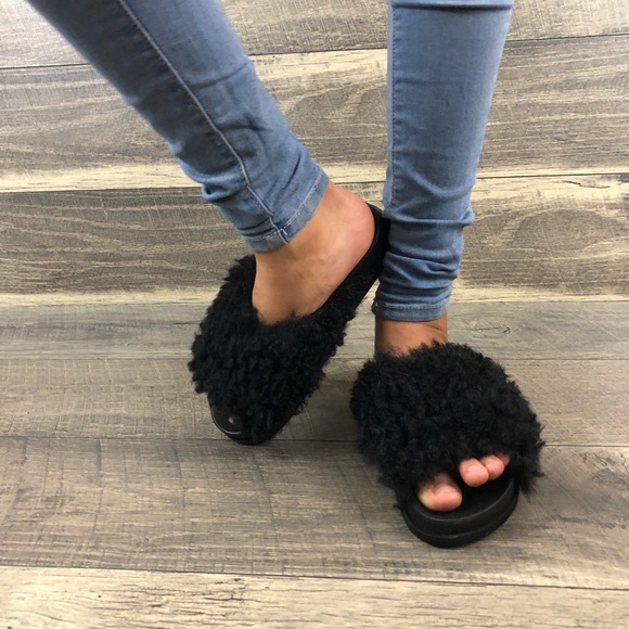 Cape Robbin Biselle Faux Fur Slide Slippers | Women's Fluffy, Comfortable House Slides - View #10